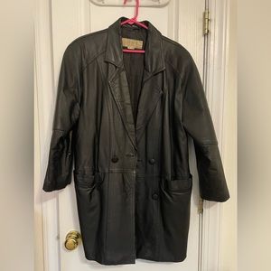 Vintage Comint Leather Coat. Size S.